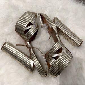 Aquazzura platform sandals light gold tone leather